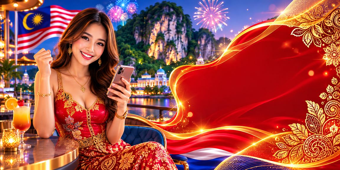 Pengguna Malaysia menggunakan platform dunia21 pada telefon pintar dengan motif batik